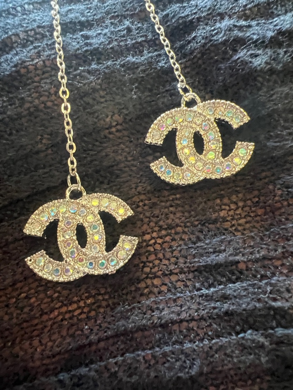 CHANEL silver Tone Crystal CC Drop Earrings with Multicolor Stones - Picture 5 of 12